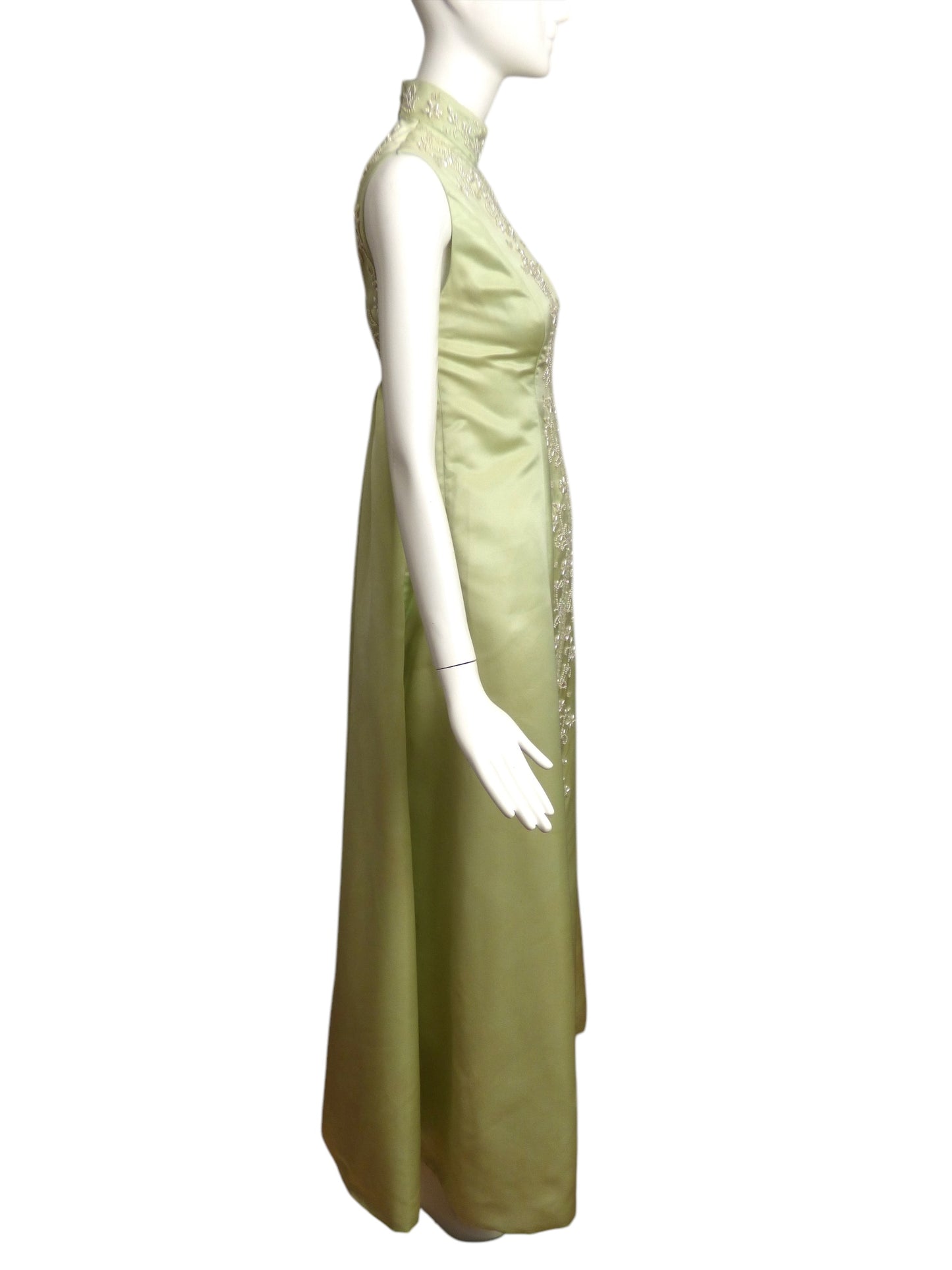 BIANCHI- 1972 Green Beaded Siilk Gown, Size 2