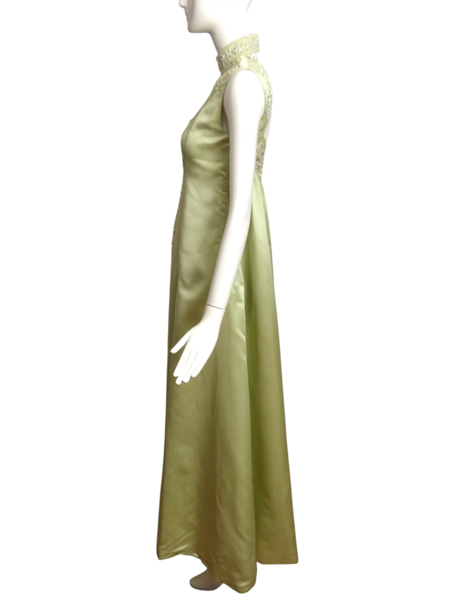 BIANCHI- 1972 Green Beaded Siilk Gown, Size 2