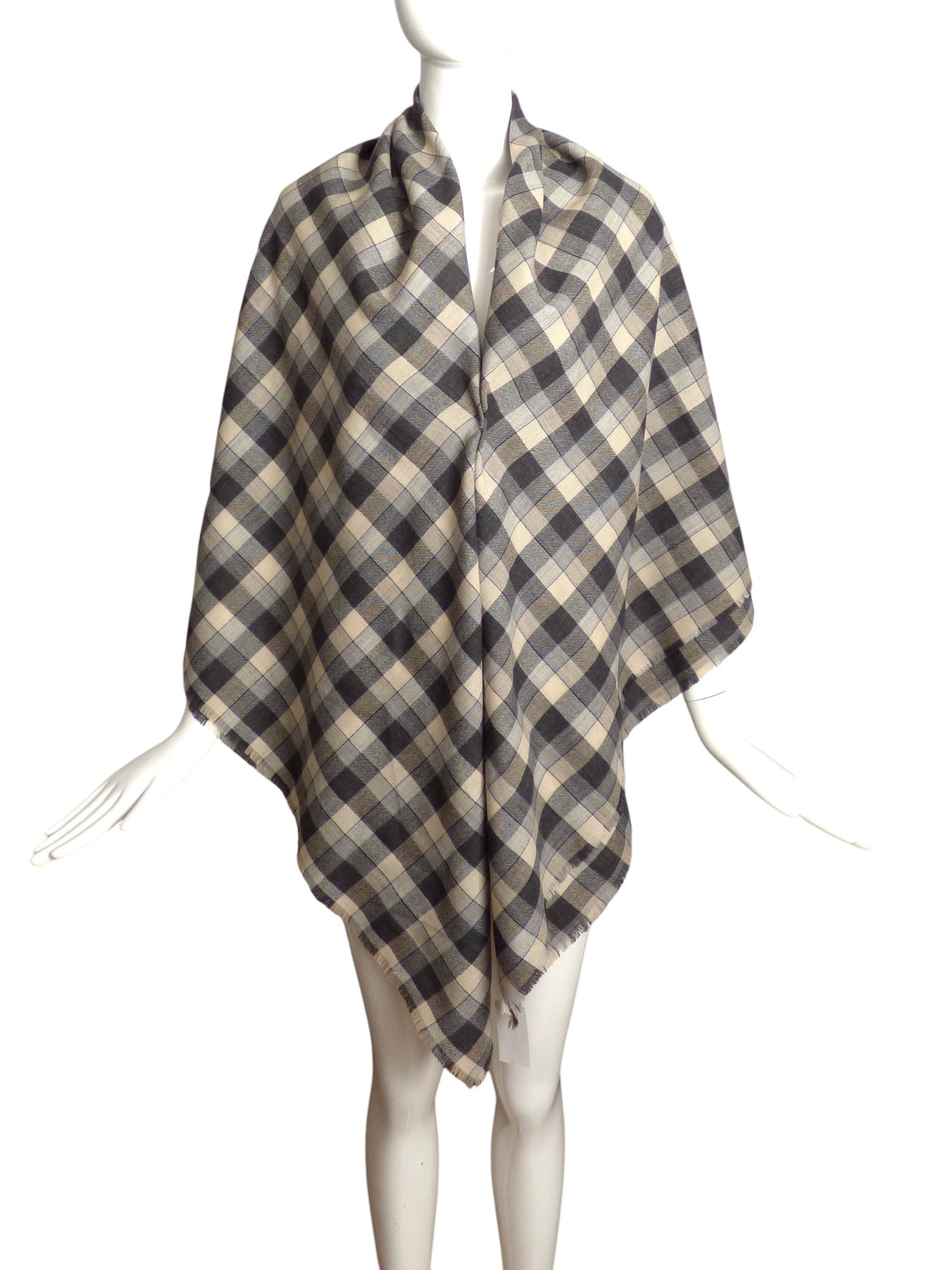 GEOFFREY BEENE- 1970s Wool Plaid Scarf