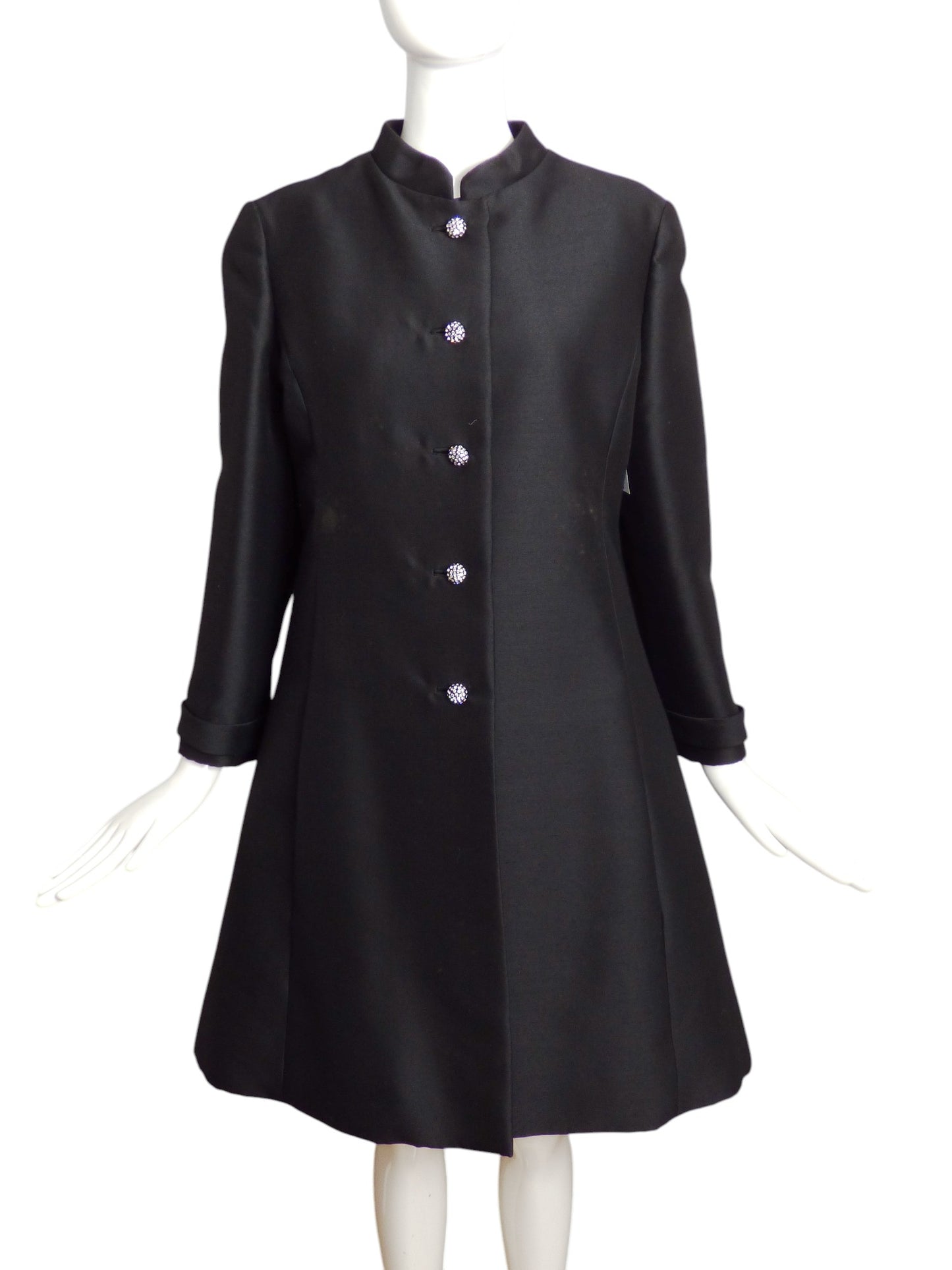 1960s AS IS Black Alaskine Coat & Dress Ensemble, Size 8