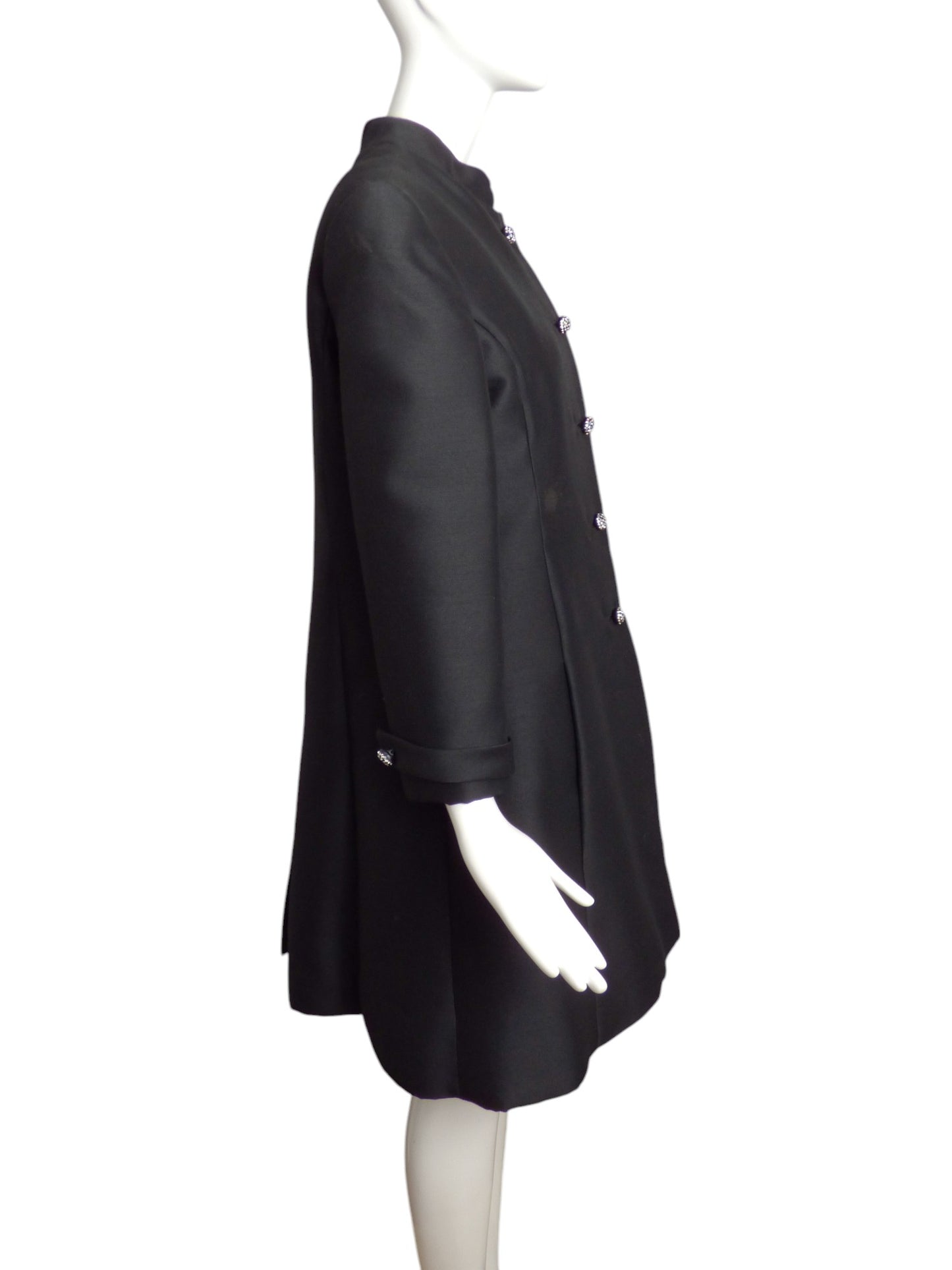 1960s AS IS Black Alaskine Coat & Dress Ensemble, Size 8