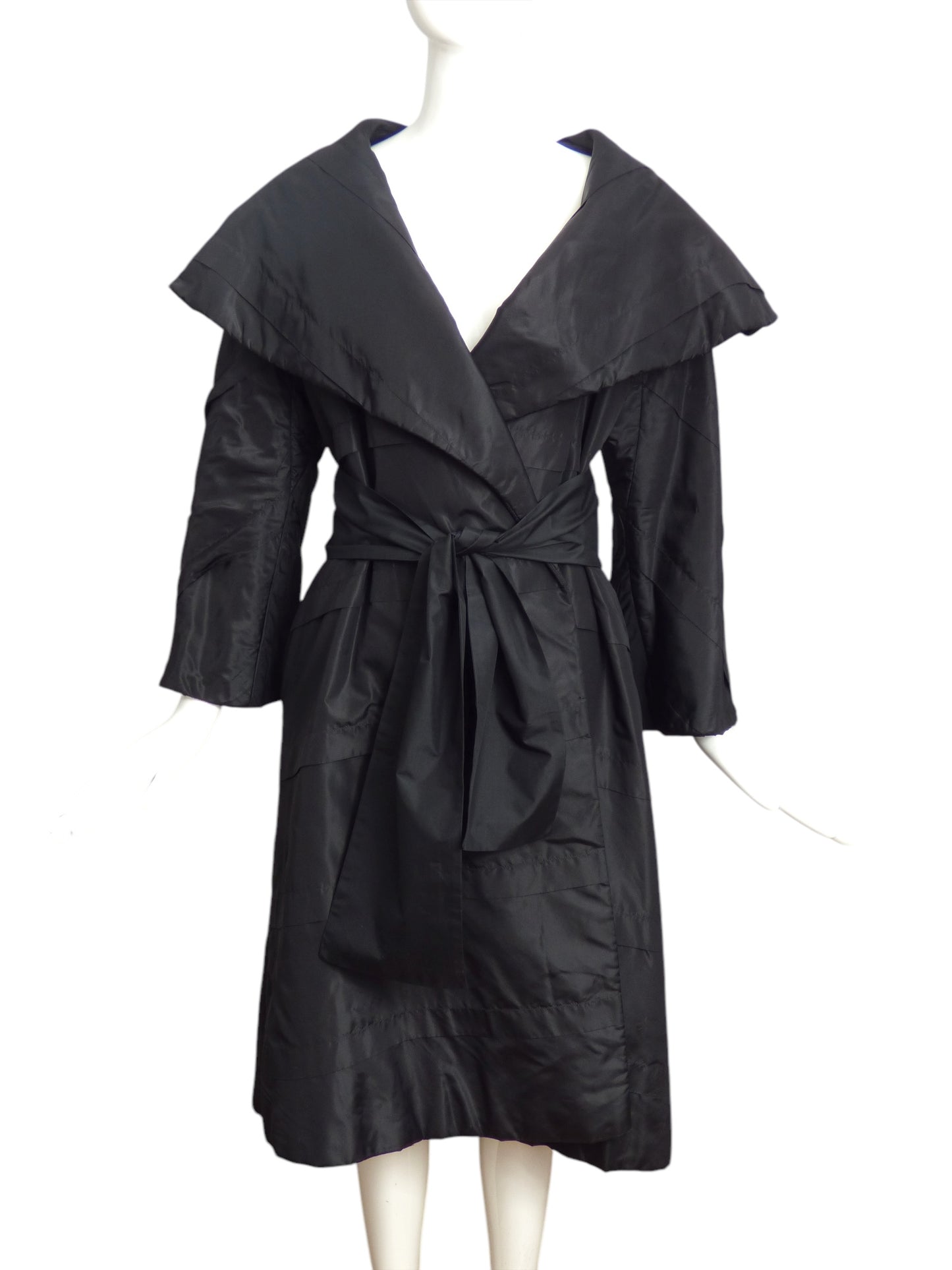 1950s Black Taffeta Evening Coat, Size 8