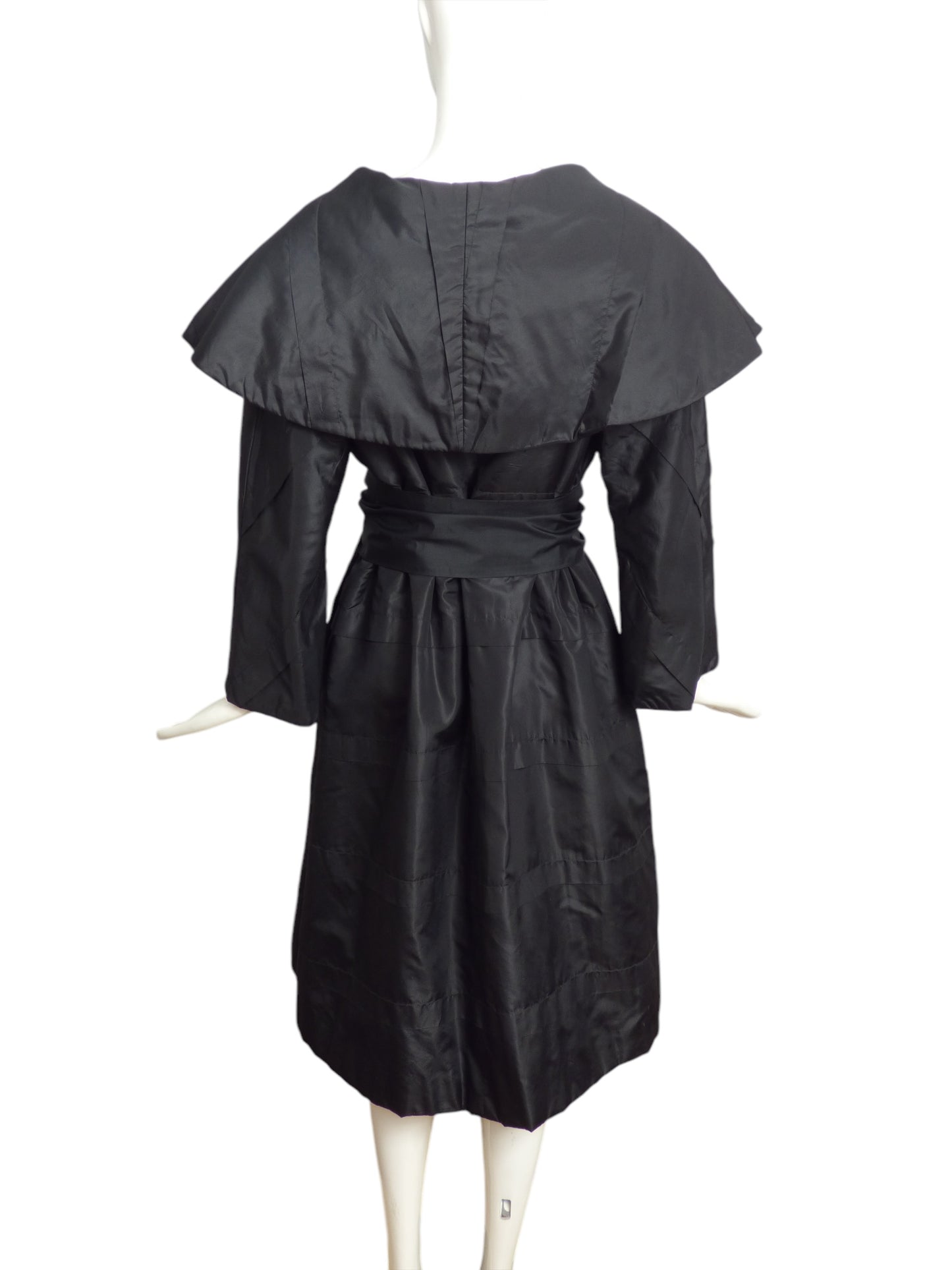 1950s Black Taffeta Evening Coat, Size 8