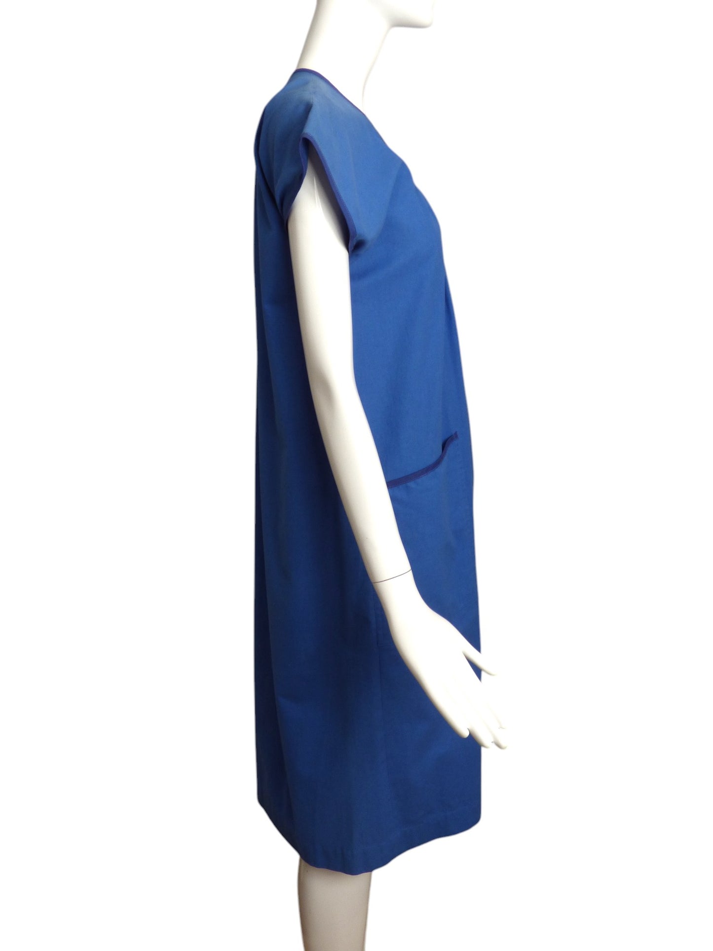 SAINT LAURENT- 1980s Blue Cotton Day Dress, Size 6