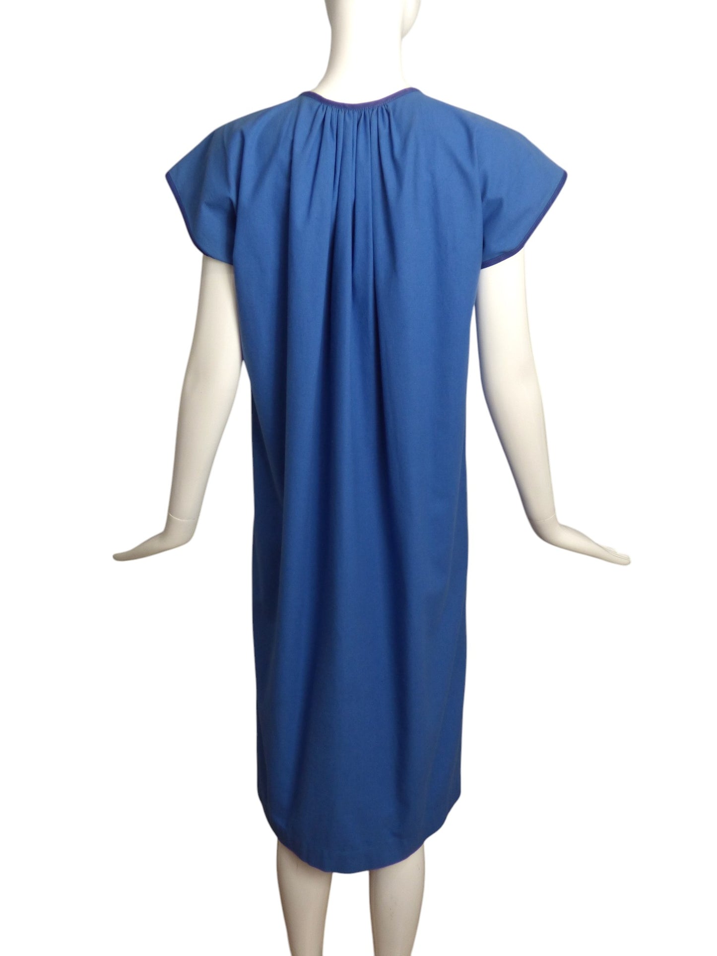 SAINT LAURENT- 1980s Blue Cotton Day Dress, Size 6