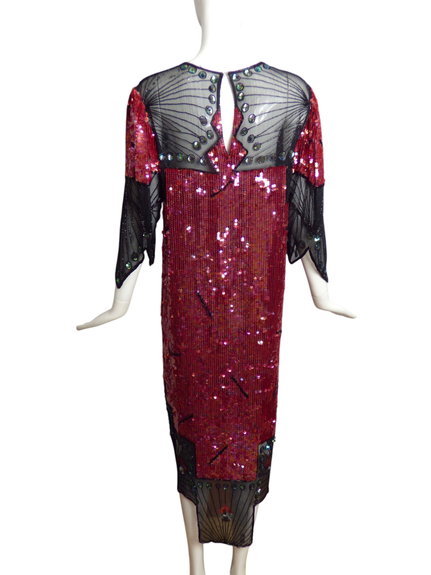 JUDITH ANN- 1980s Bead & Sequin Cocktail Dress, Size 6