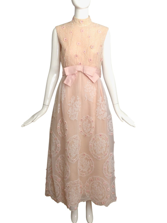 ESTHER WOLF- Pink Beaded Lace Gown, Size 6