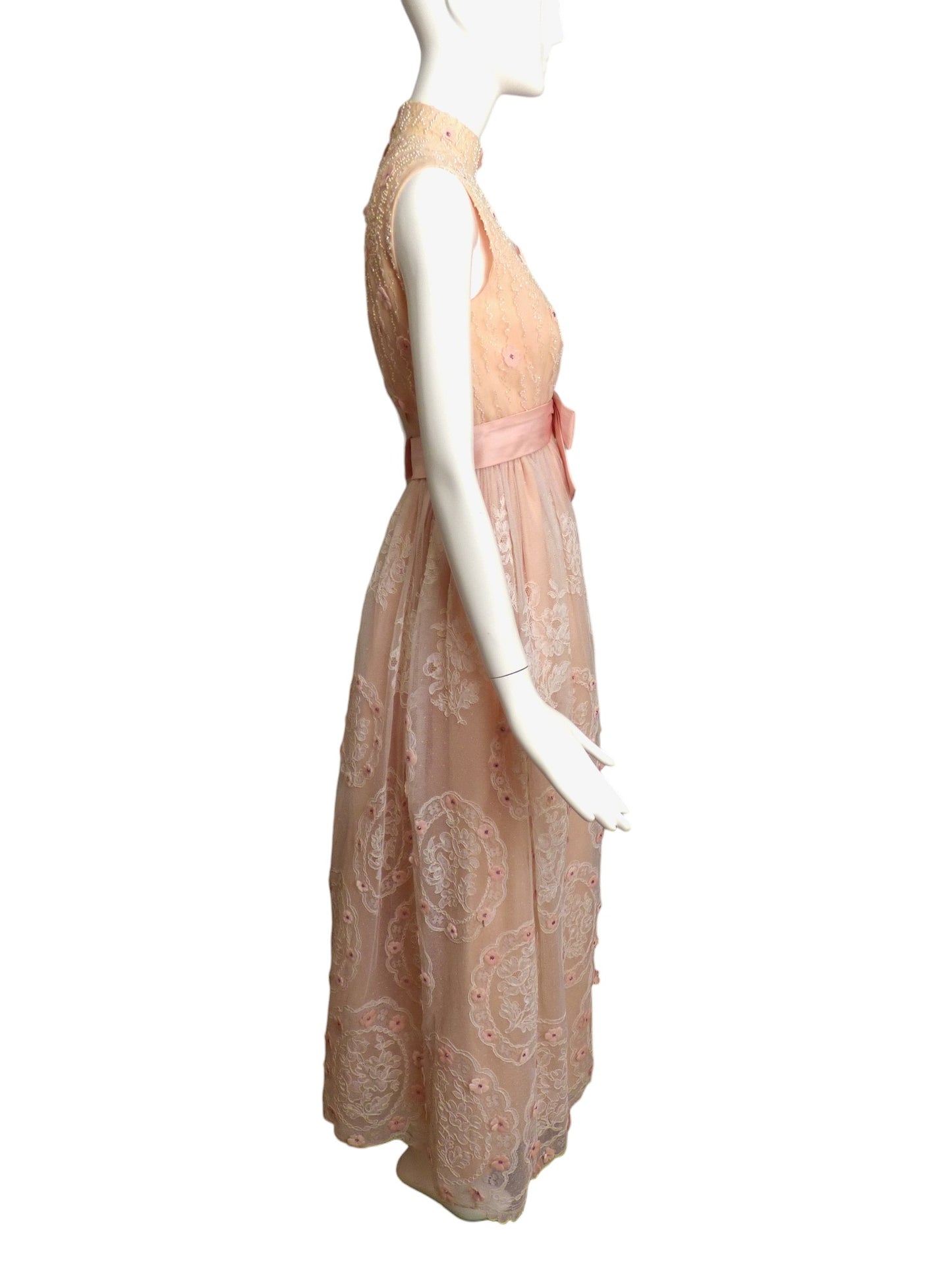 ESTHER WOLF- Pink Beaded Lace Gown, Size 6