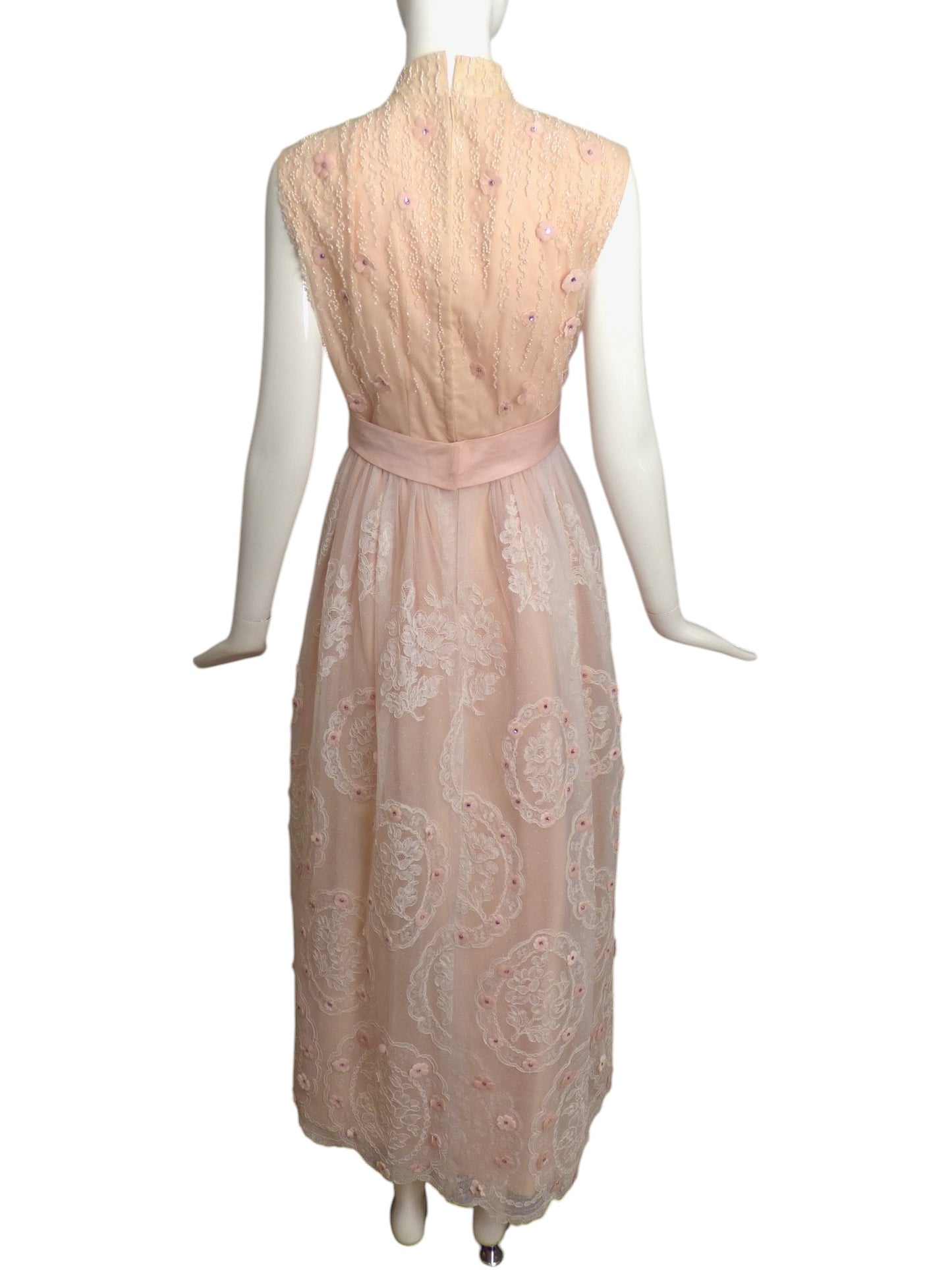 ESTHER WOLF- Pink Beaded Lace Gown, Size 6