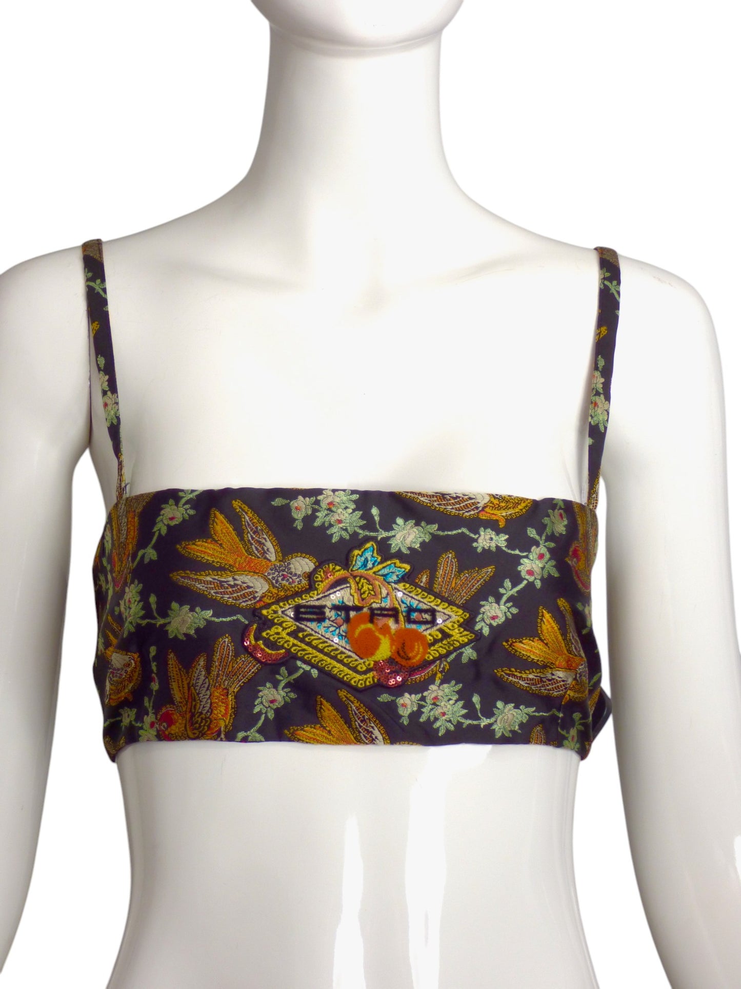 ETRO- 2023 Floral Brocade Bandeau Top, Size 8