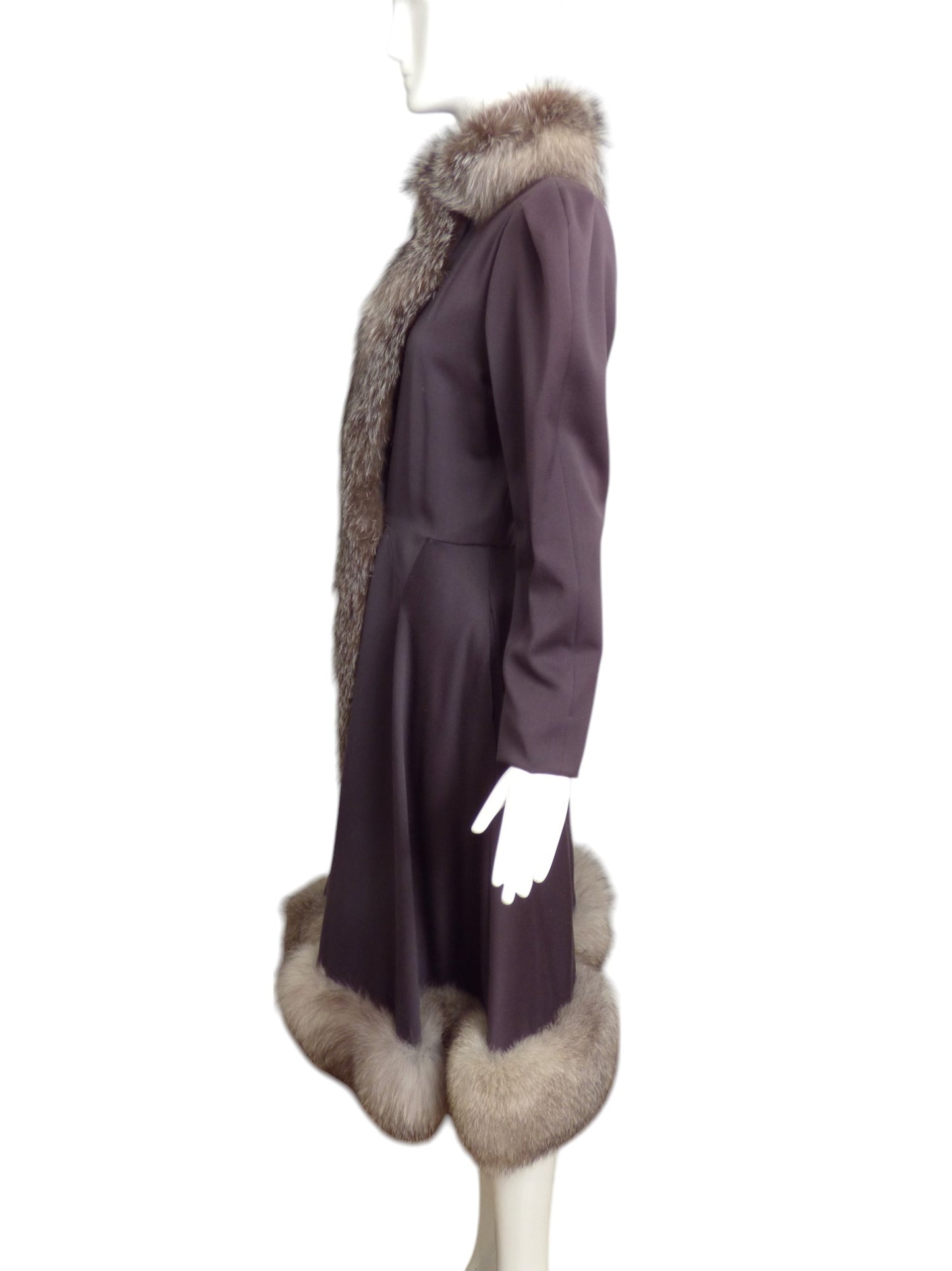 PAULINE TRIGERE- 1970s Fur Trimmed Wool Coat, Size 8