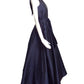 CATHERINE REGEHR- Navy Taffeta Belted Ballgown, Size 8