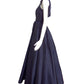 CATHERINE REGEHR- Navy Taffeta Belted Ballgown, Size 8