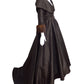 CATHERINE REGEHR- 1980s Brown Taffeta & Mink Ballgown, Size 8