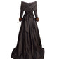 CATHERINE REGEHR- 1980s Brown Taffeta & Mink Ballgown, Size 8