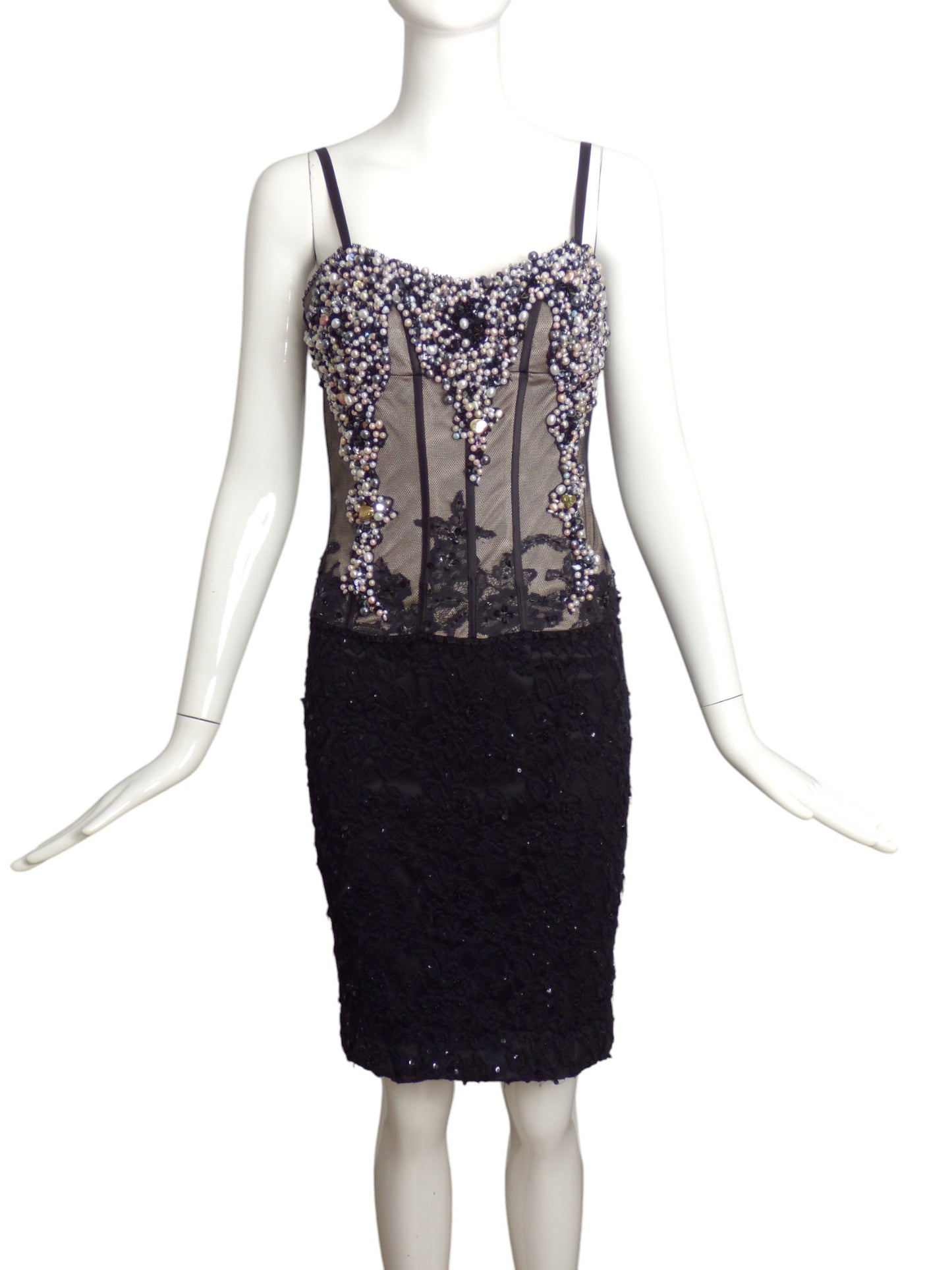 MANDALAY- NWT Black Bustier Lace Dress, Size 4