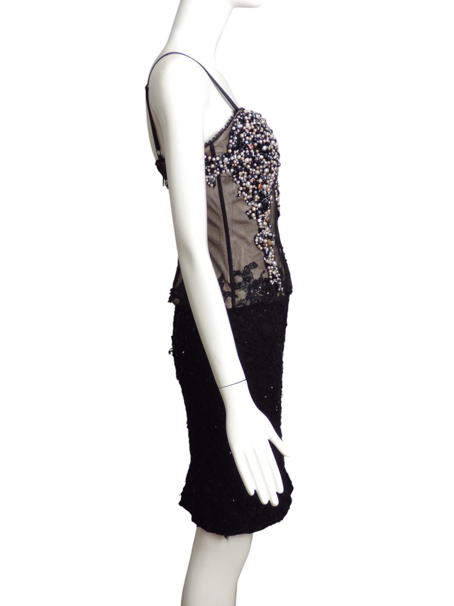 MANDALAY- NWT Black Bustier Lace Dress, Size 4