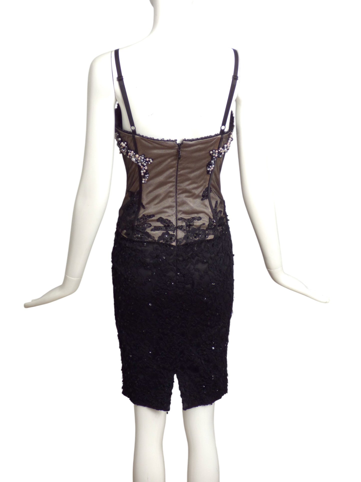 MANDALAY- NWT Black Bustier Lace Dress, Size 4