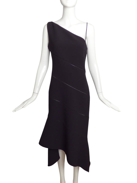 DION LEE- NWT Black One Shoulder Knit Dress, Size 4