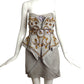 TEMPERLEY-NWT 2010 Grey Jeweled Satin Mini Dress, Size 4