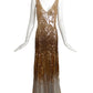 TEMPERLEY-NWT Gold Sequin & Chiffon Evening Gown, Size 4