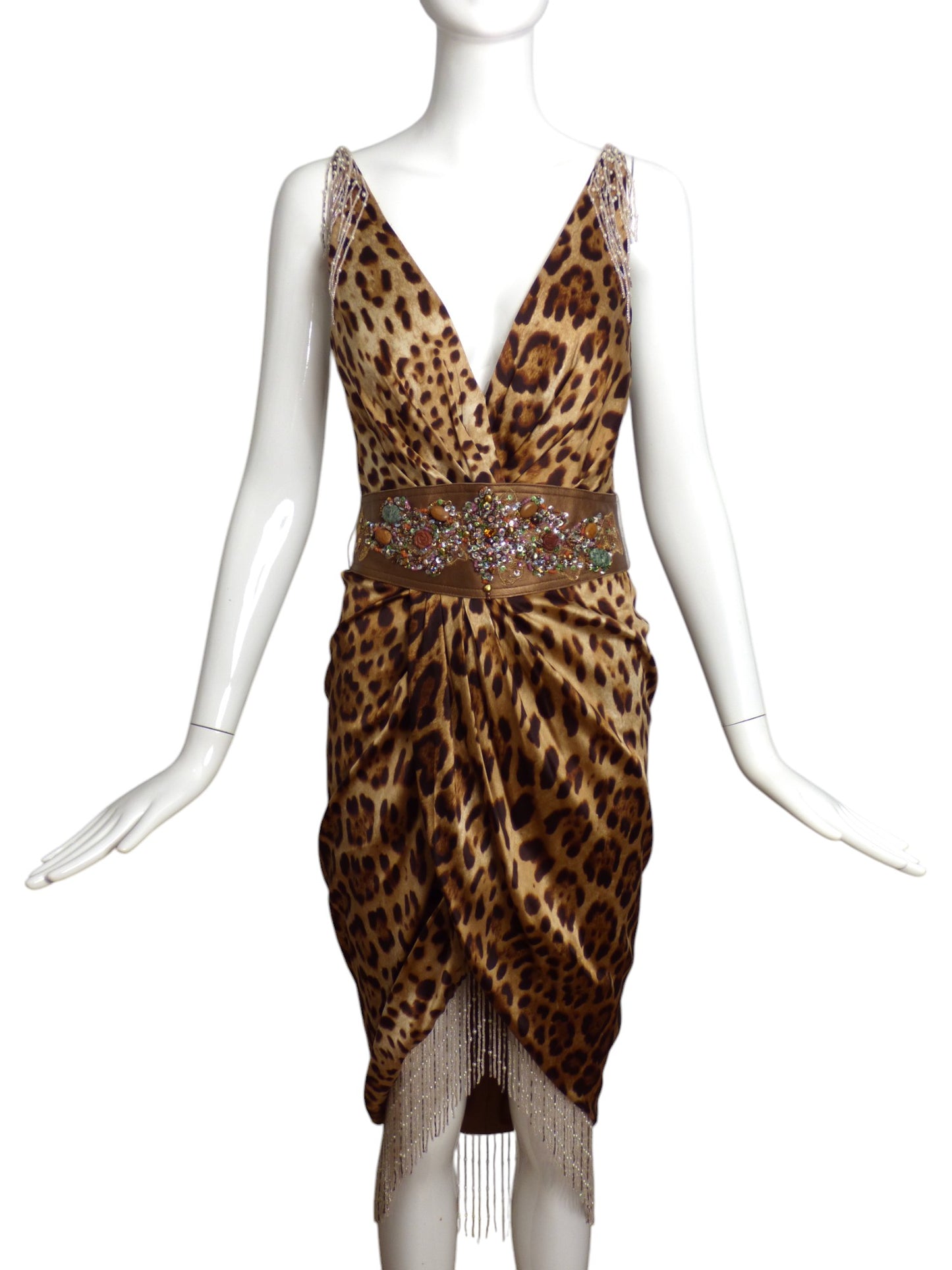 MANDALAY- NWT Animal Print Satin & Bead Dress, Size 4