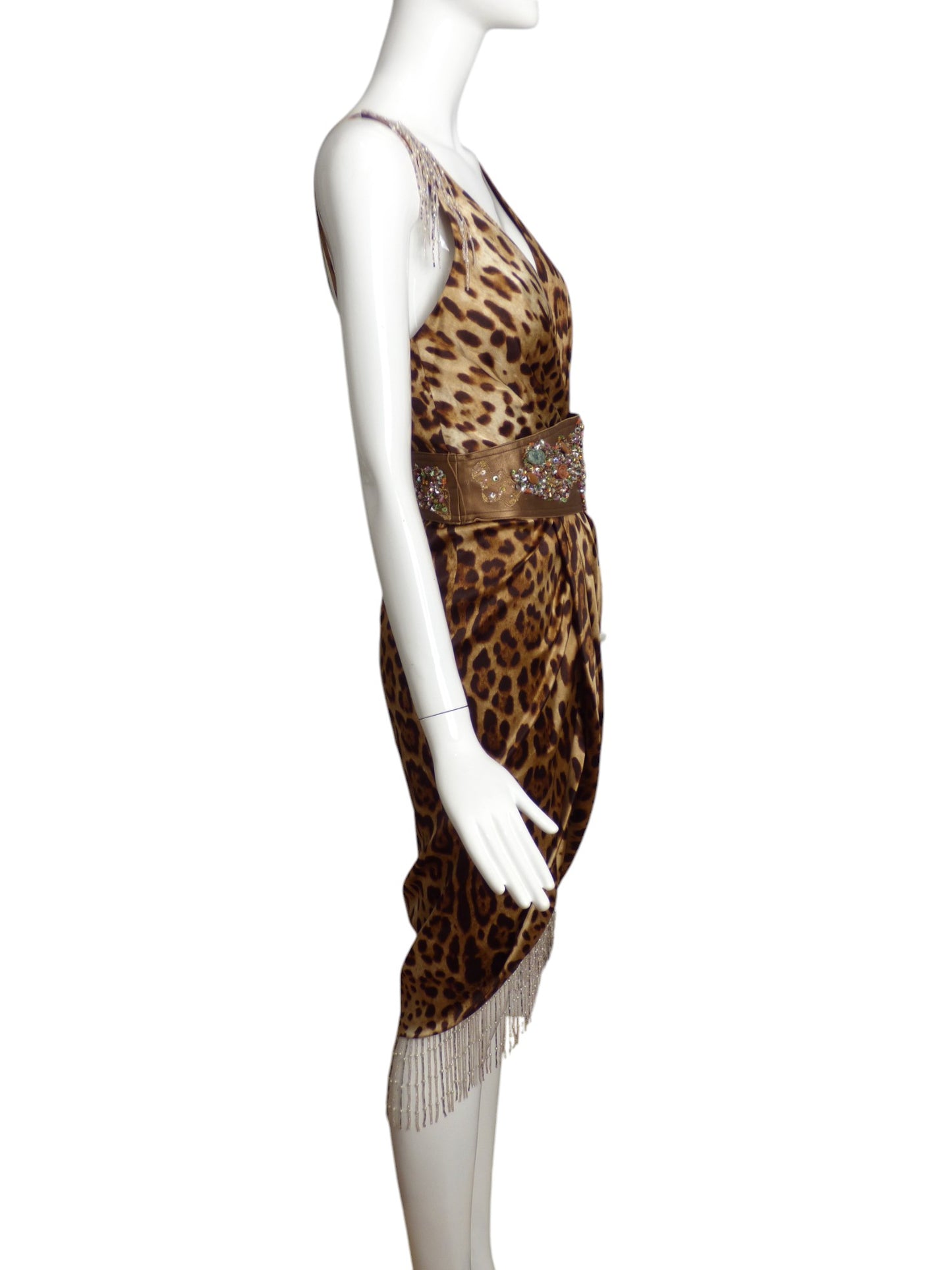 MANDALAY- NWT Animal Print Satin & Bead Dress, Size 4