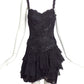 MANDALAY- NWT Black Beaded Lace Mini Dress, Size 6