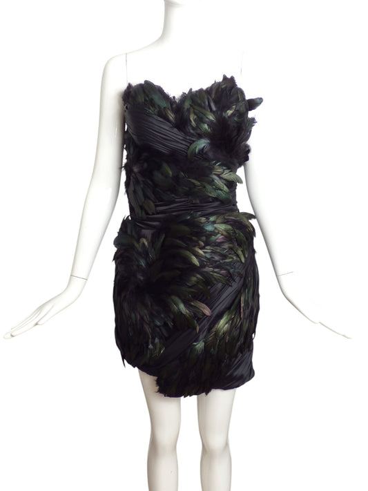 MANDALAY- NWT 2011 "Black Swan" Feather Mini Dress, Size 10