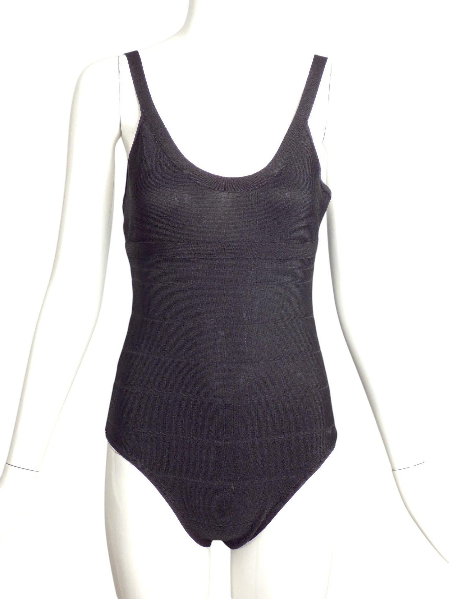 HERVE LEGER- Black Bandage Knit Swimsuit, Size 4