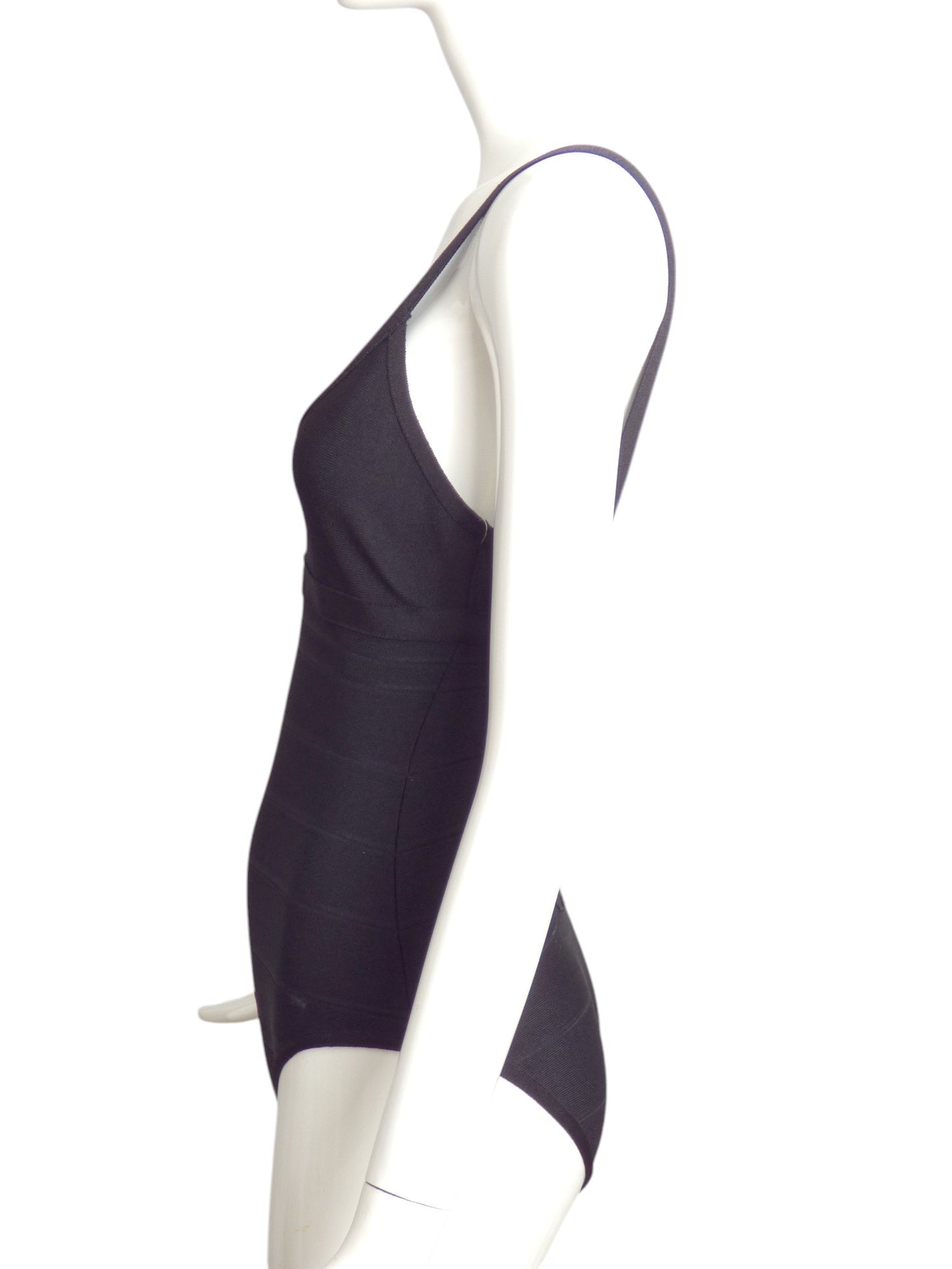 HERVE LEGER- Black Bandage Knit Swimsuit, Size 4