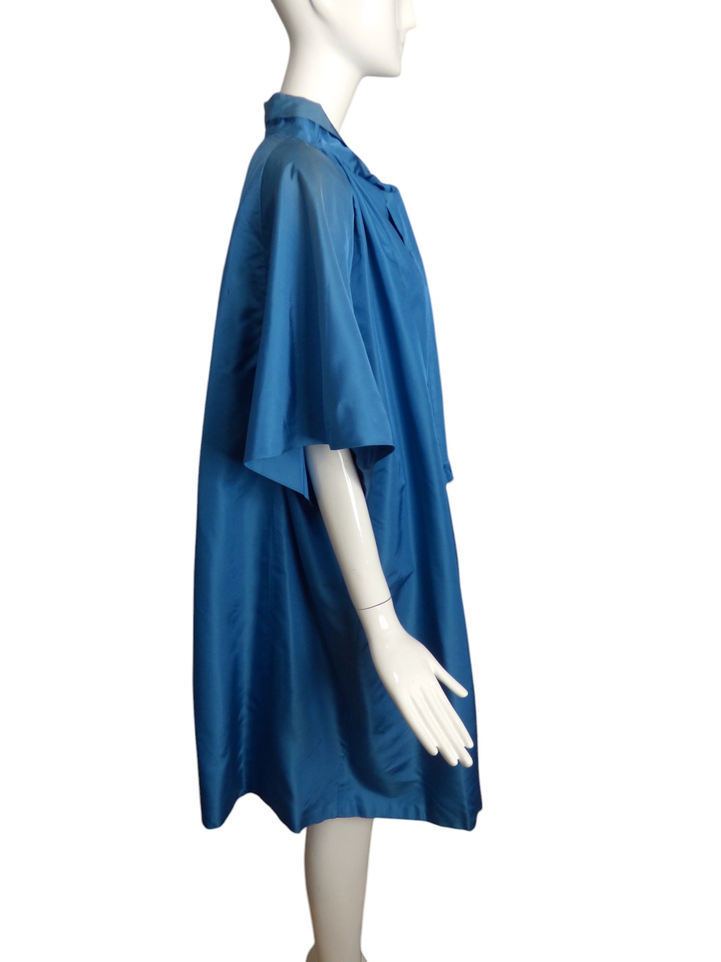 AS IS- 1950s Blue Taffeta Evening Coat, Size 6