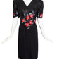 CAROLINA HERRERA- 1980s Black Floral Sequin Dress, Size 10