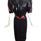 CAROLINA HERRERA- 1980s Black Floral Sequin Dress, Size 10