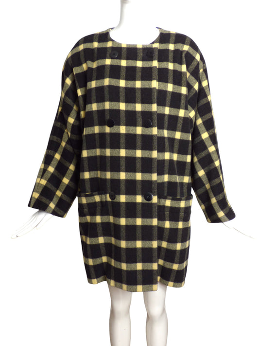 ESCADA- 1980s Plaid Wool Coat, Size 4