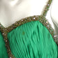 ORIGINAL BY RUDOLF- 1960s Green Beaded Chiffon Party Dress, Size 2