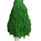 1960s Green Tiered Chiffon Skirt, Size 4