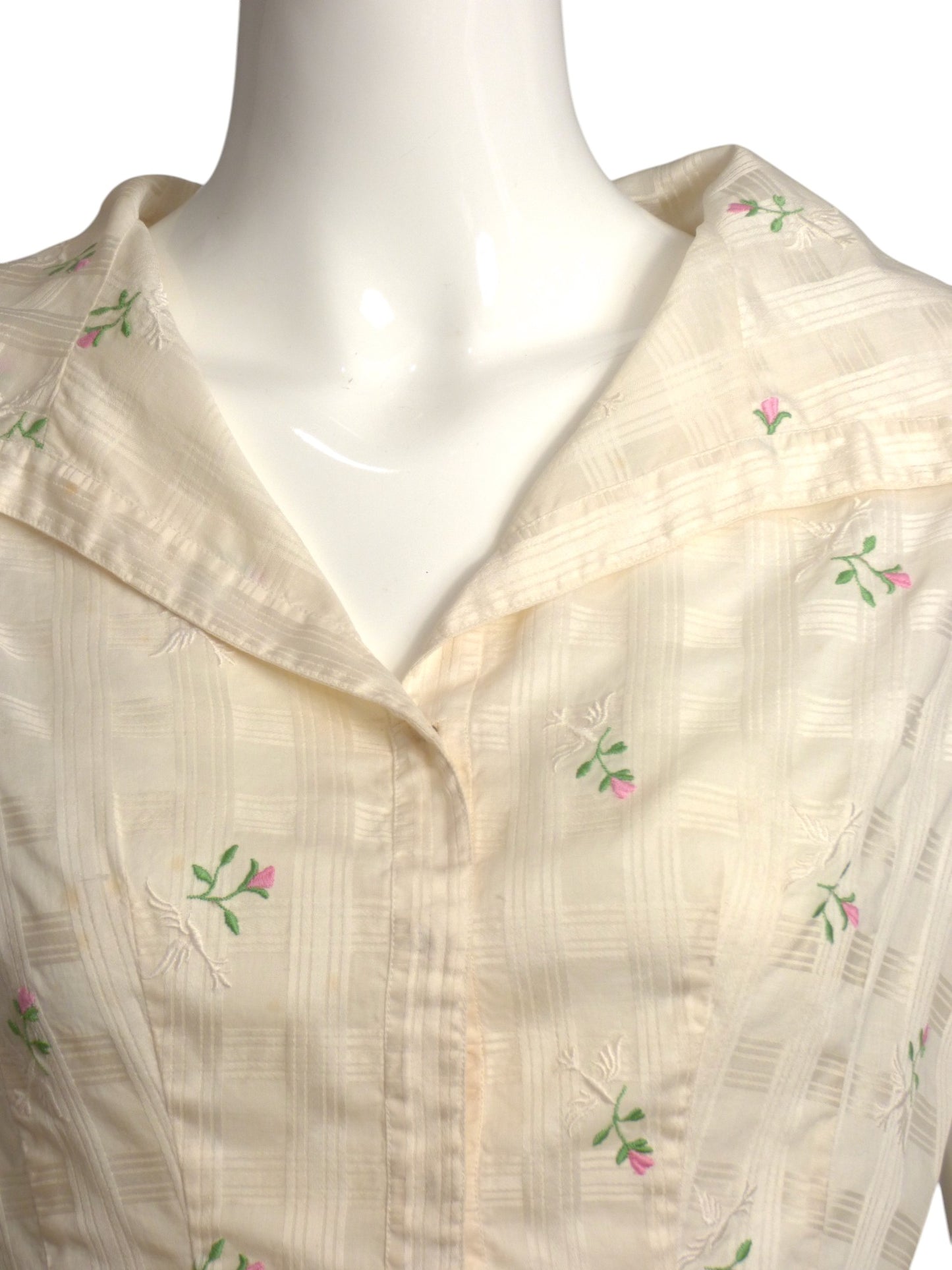 1960s Floral Print Cotton Blouse, Size 6