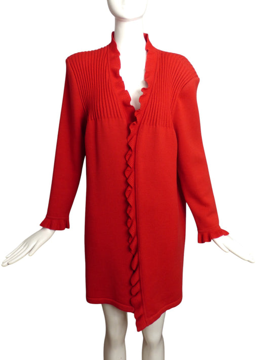 VALENTINO- 1980s Red Wool Cardigan Sweater, Size 8