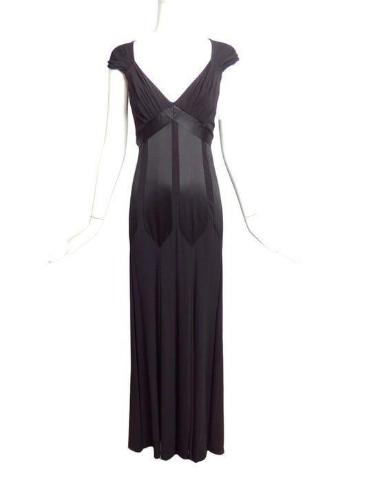 PAULE KA- NWT Black Satin & Jersey Gown, Size 8