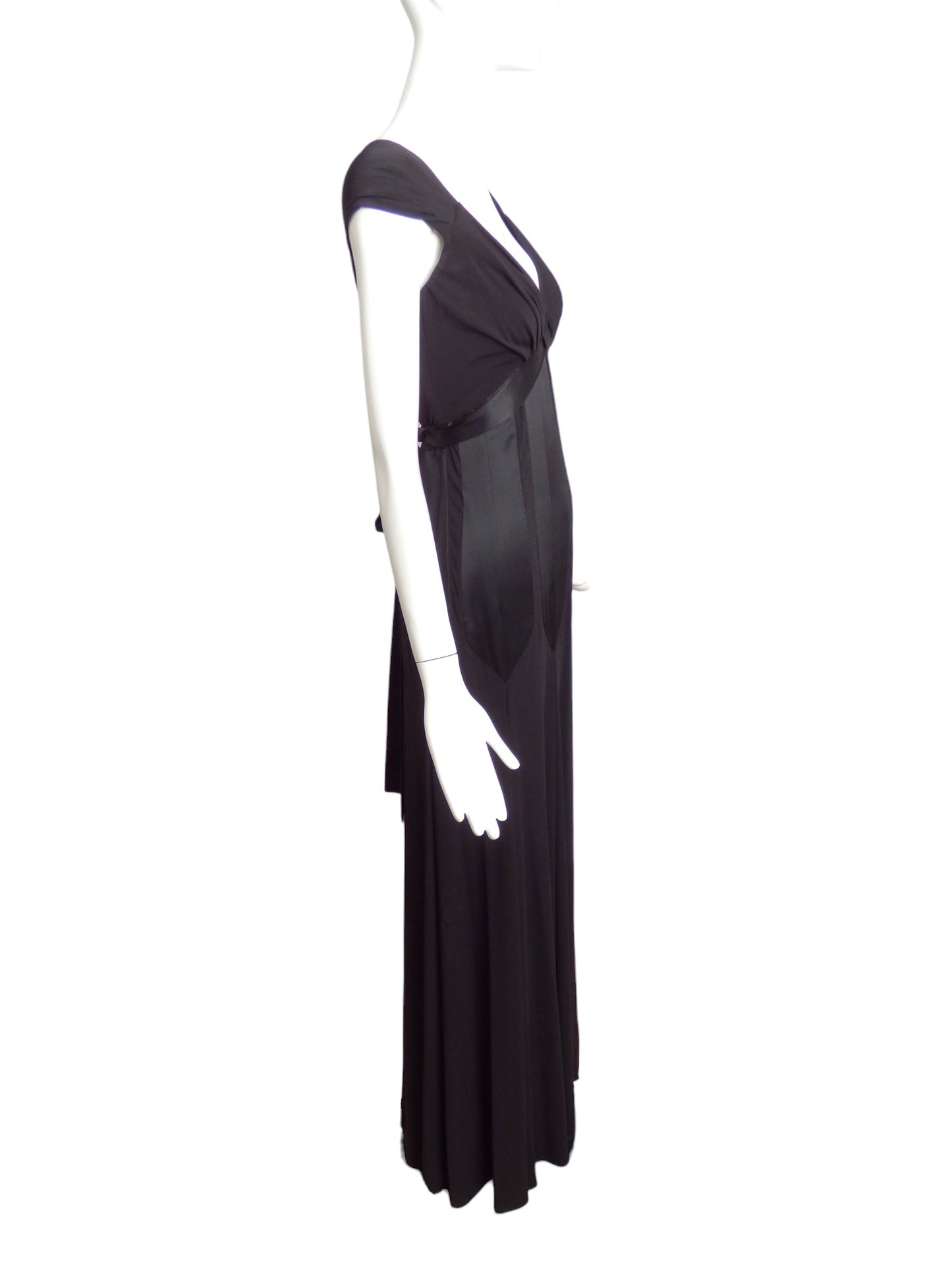 PAULE KA- NWT Black Satin & Jersey Gown, Size 8