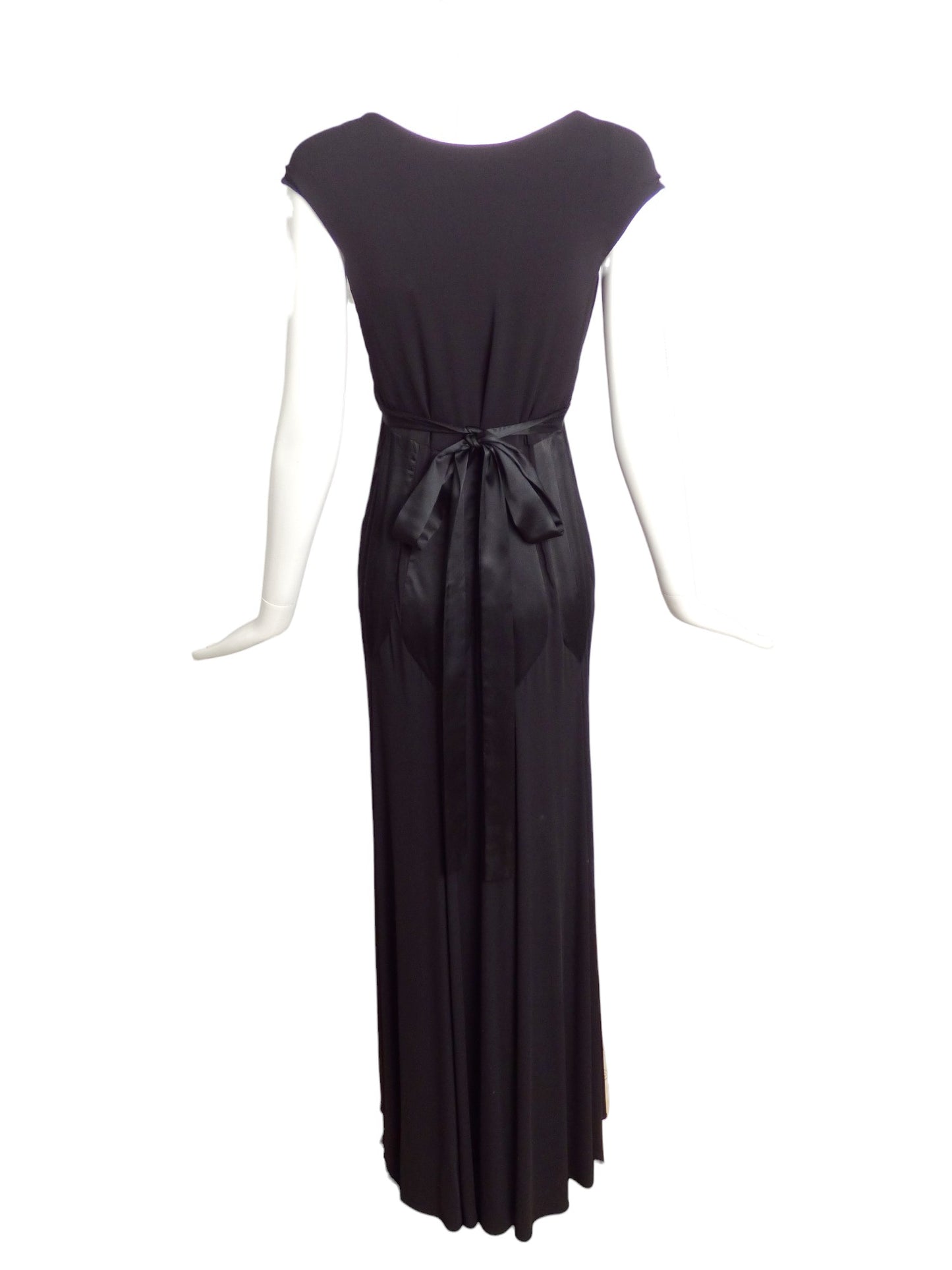 PAULE KA- NWT Black Satin & Jersey Gown, Size 8