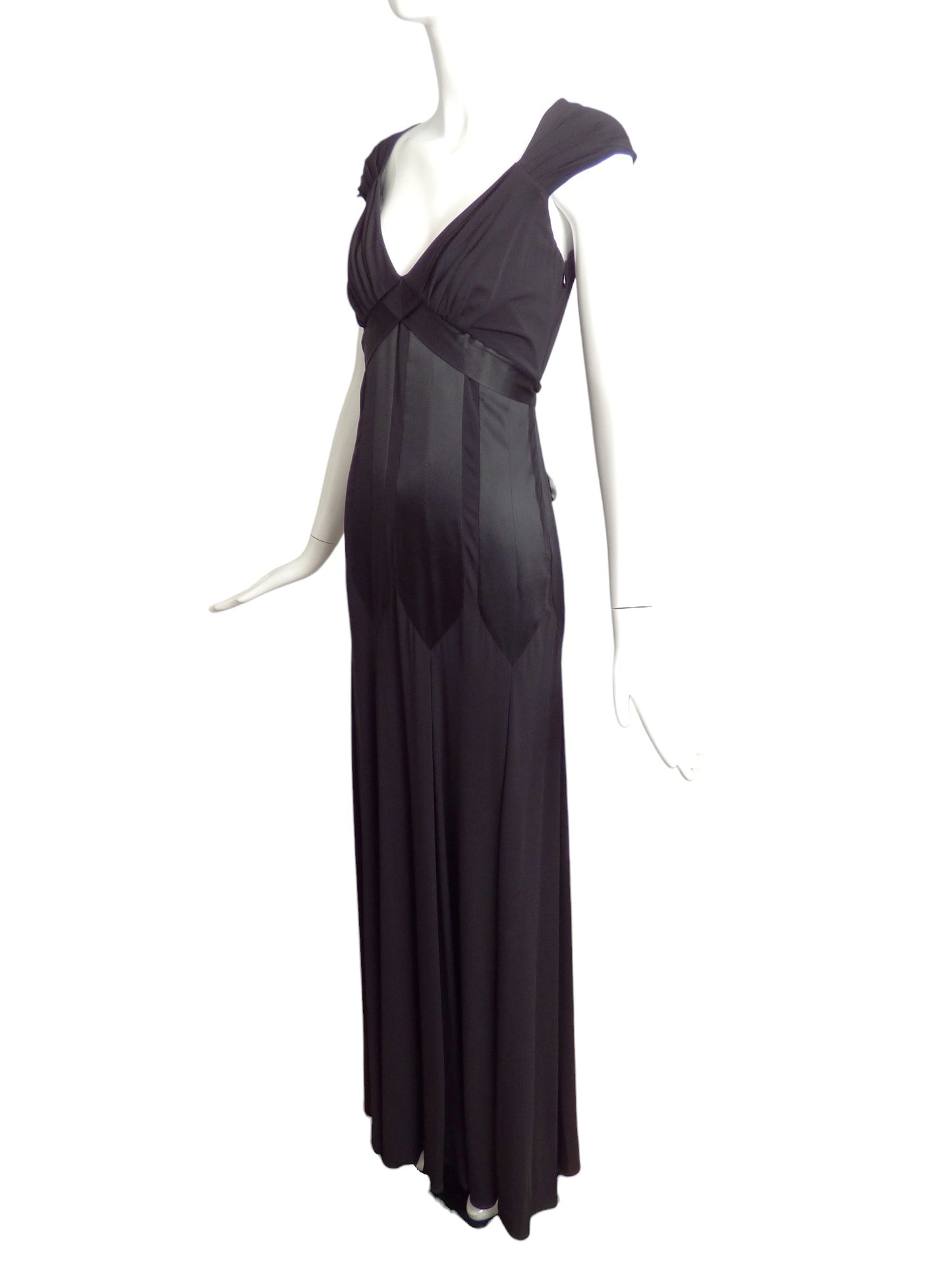 PAULE KA- NWT Black Satin & Jersey Gown, Size 8