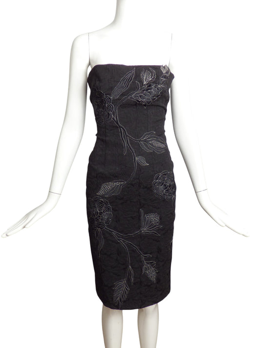 MANDALAY-NWT 2010 Black Embroidered Brocade Dress, Size 6