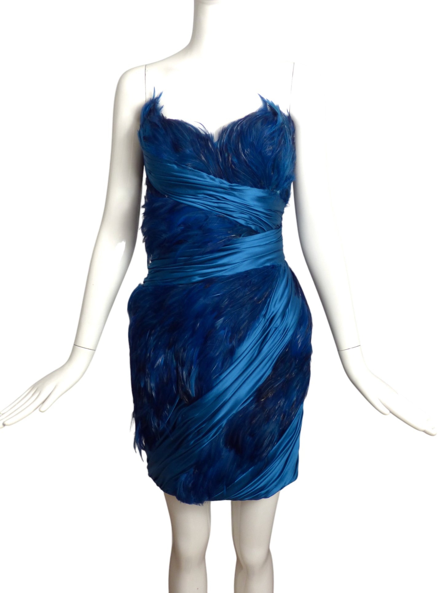 MANDALAY- NWT 2011 "Blue Swan" Feather Mini Dress, Size 6