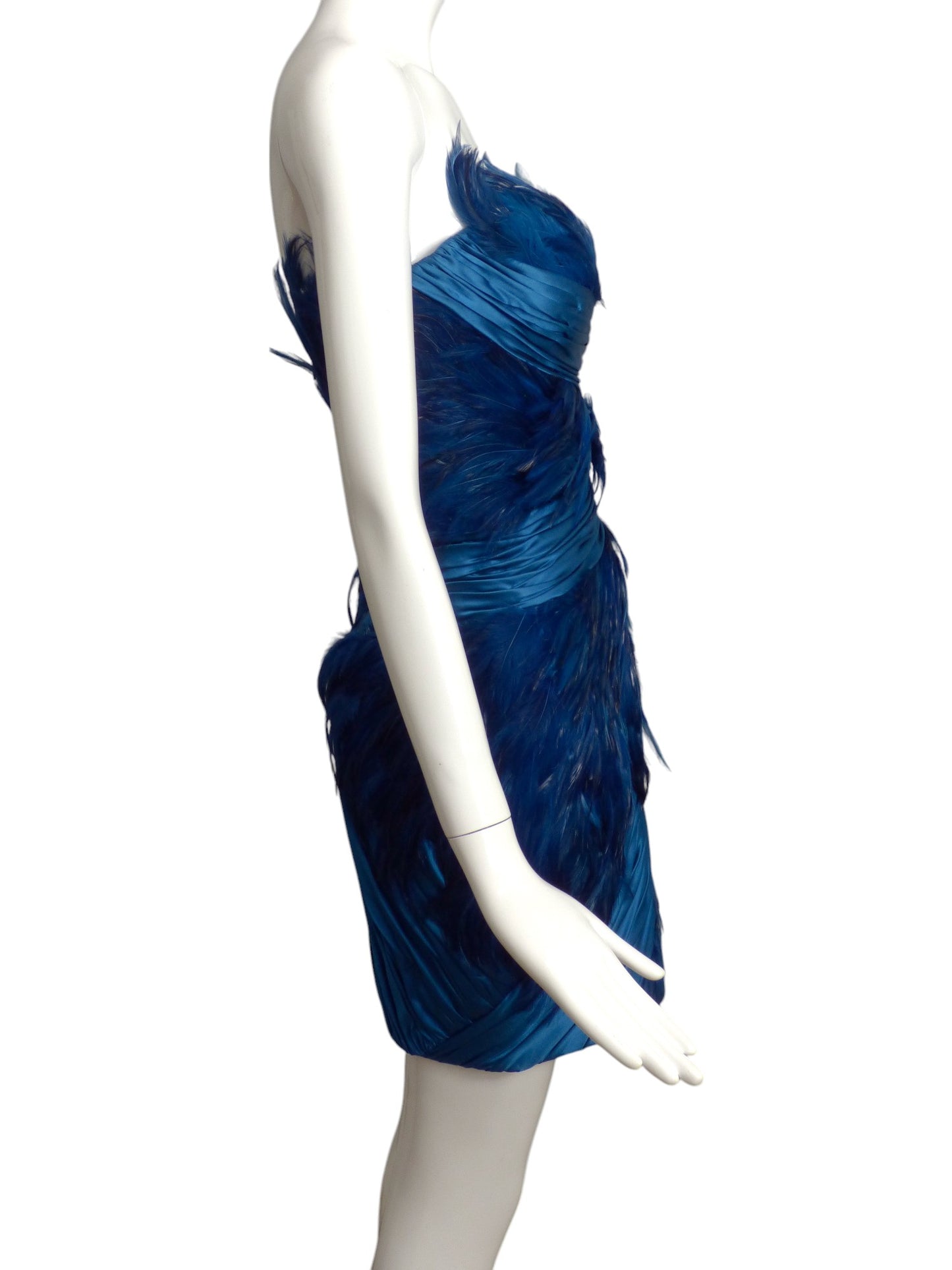 MANDALAY- NWT 2011 "Blue Swan" Feather Mini Dress, Size 6