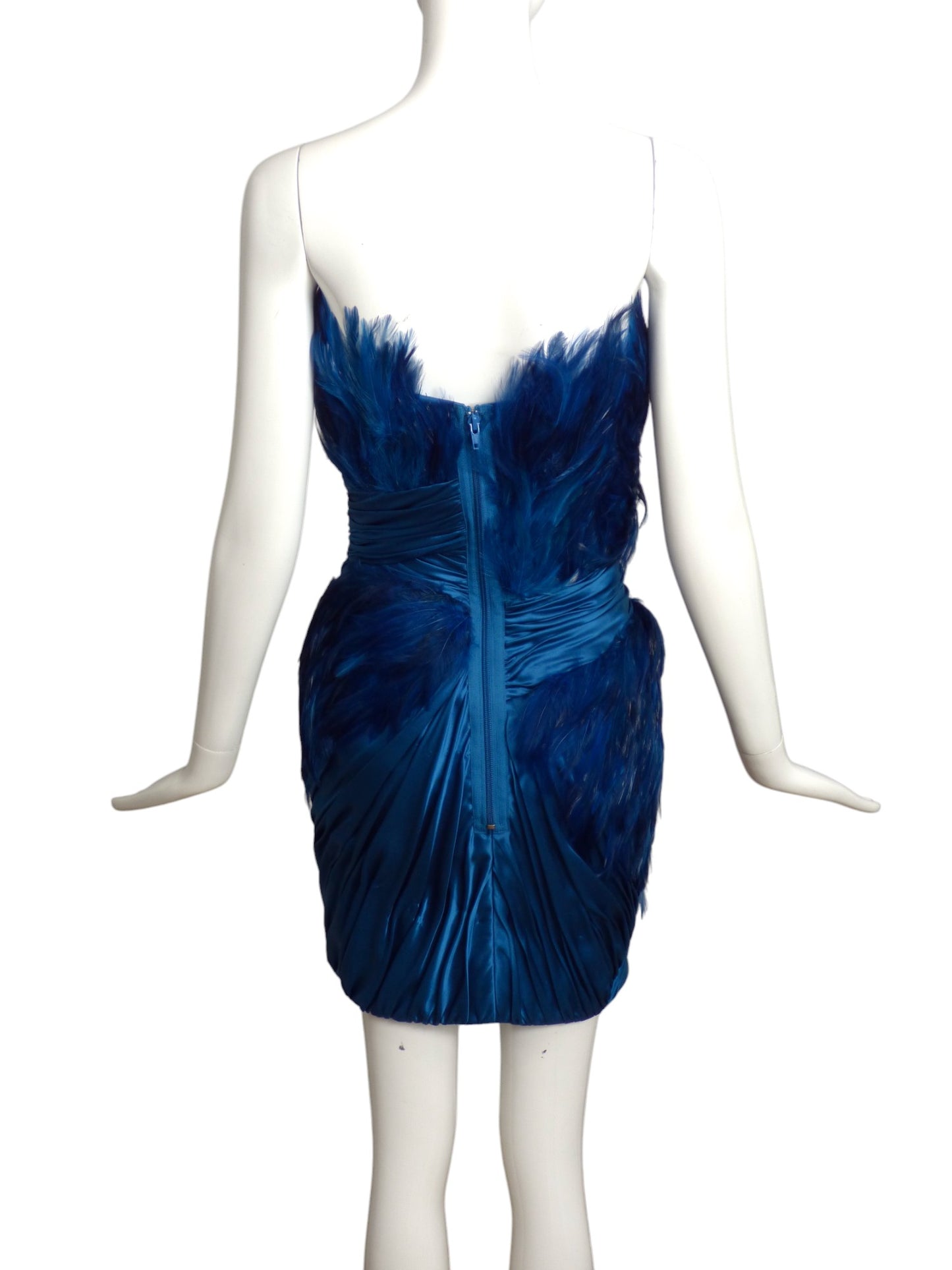 MANDALAY- NWT 2011 "Blue Swan" Feather Mini Dress, Size 6