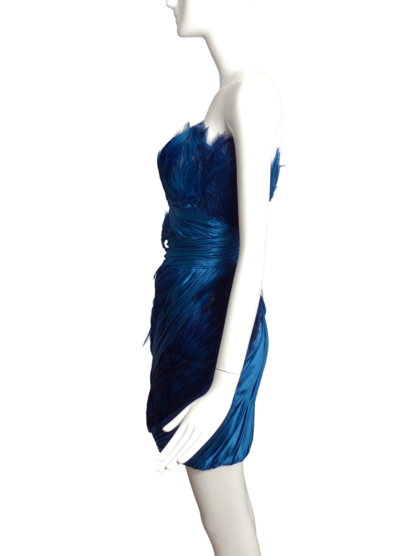 MANDALAY- NWT 2011 "Blue Swan" Feather Mini Dress, Size 6