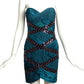 MANDALAY-NWT Dark Teal Rhinestone Cocktail Dress, Size 6