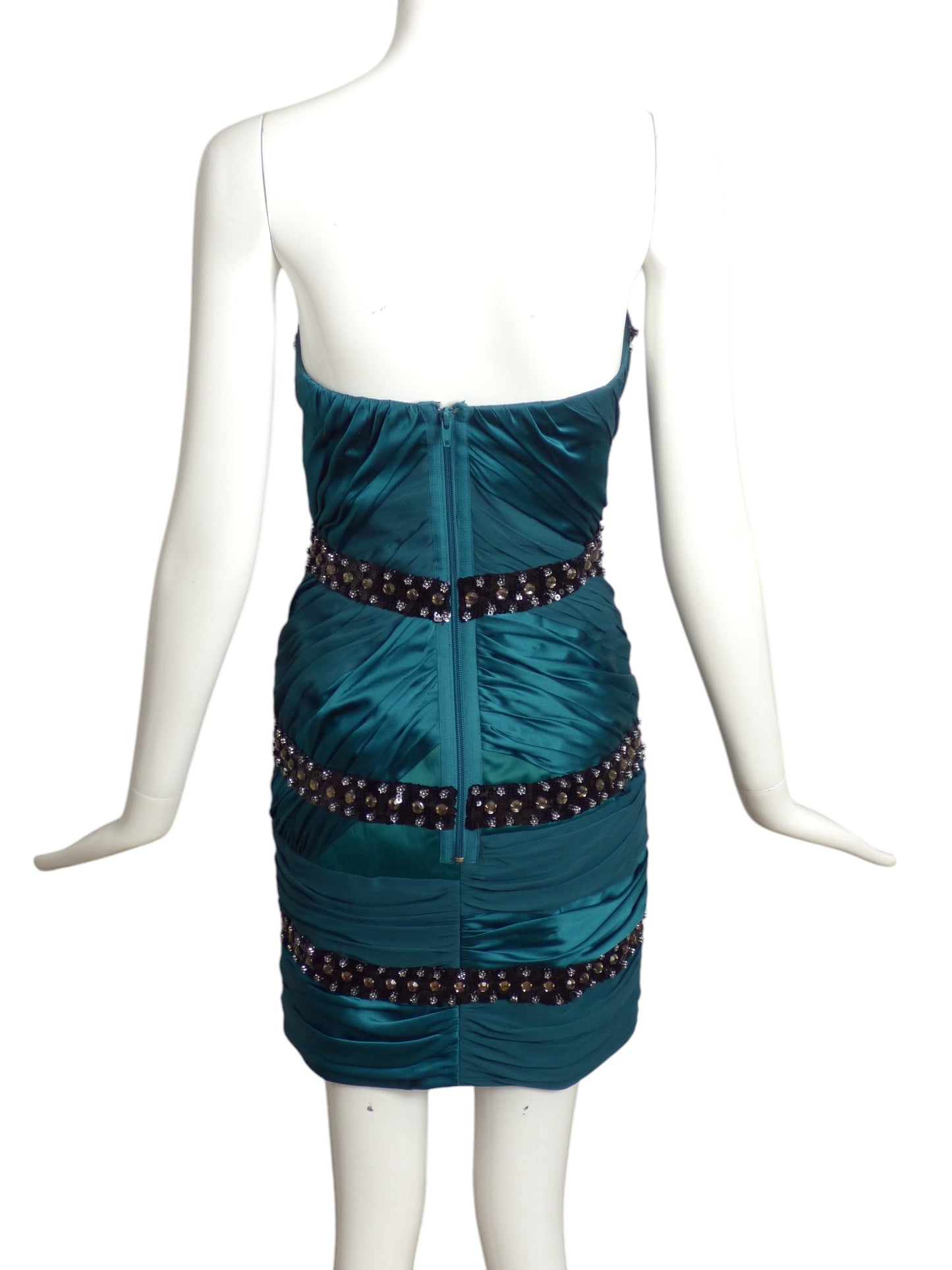 MANDALAY-NWT Dark Teal Rhinestone Cocktail Dress, Size 6